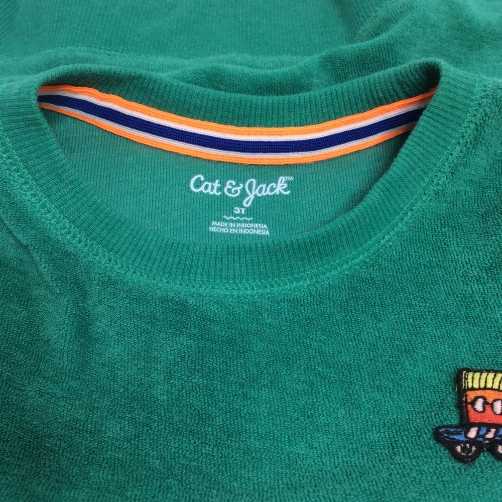 Cat & Jack Boys Toddler Size 3T Green Terry Top - Picture 2 of 6